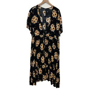 Torrid Black & Yellow Sunflower Duster Cardi - Size 4X